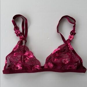 Malizia by La Perla pink and maroon floral bra, 34 band